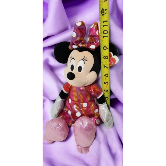 Disney's Minnie Mouse TySparkle NWT Pink Purple Polka Dots Plush Stuffed 16"Tall - Picture 4 of 5